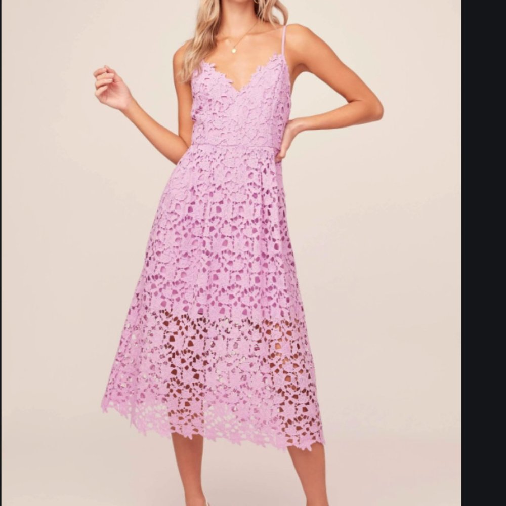 ASTR Purple Midi Lace Dress